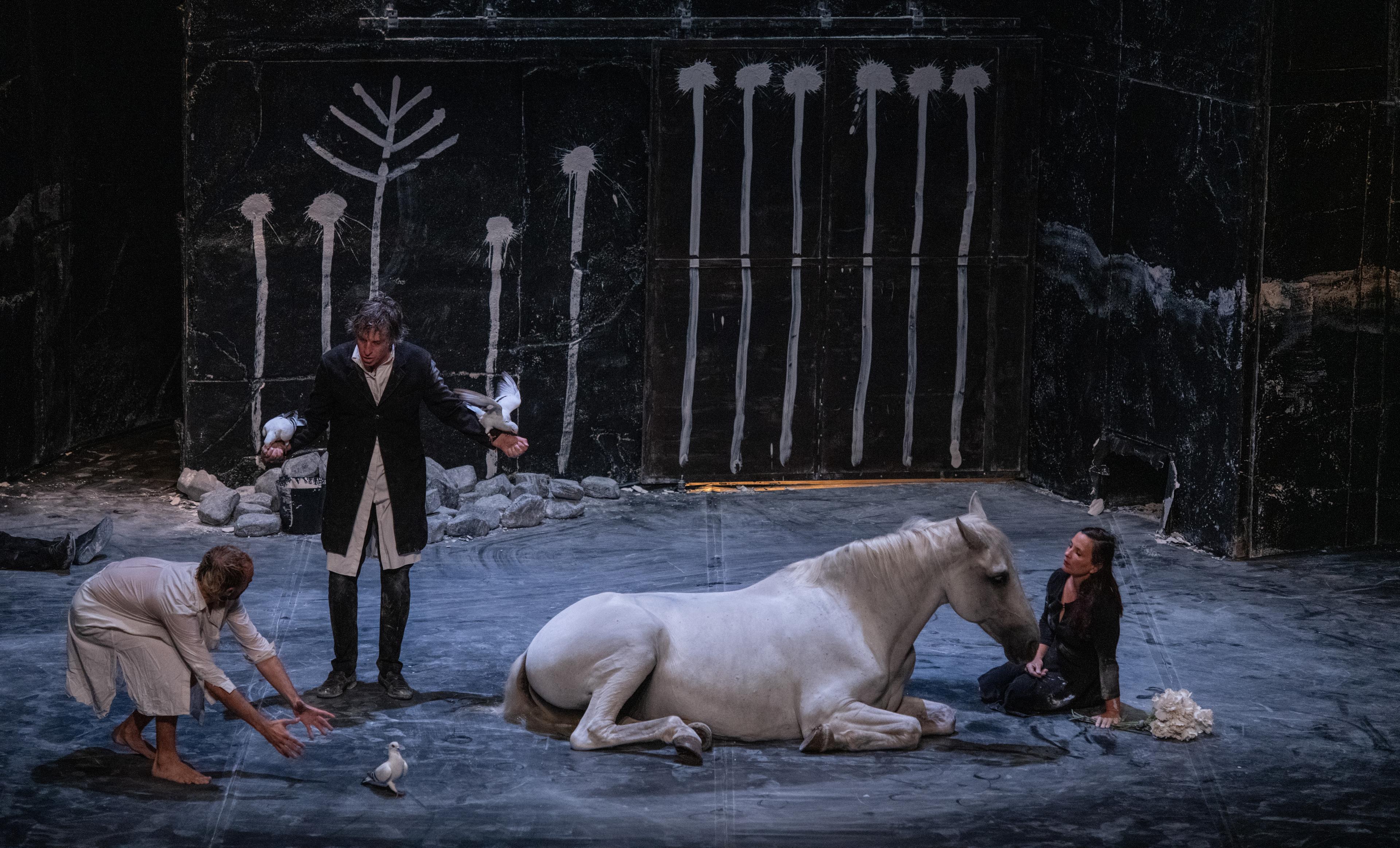 Das Pferd als die Ruhe im Sturm „Falaise“ von Camille Decourtye und Blai Mateu Trias bei der Ruhrtriennale. Foto Caroline Seidel